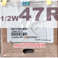 RESISTOR 47R 1/2WATT 1% RESISTOR 0.5WATT 47R (47 Ohm) METAL FILM TAIWAN
