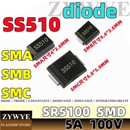 Ss510 SMA SMA SMB SMC SR5100 Printing SR510C SK510 B5100 Diode DO-214AA DO-214AB DO-214AC Patch Scoo