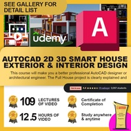 [Video Course] AutoCAD 2D&amp;3D Smart House Exterior + Interior Design Course 2022 - 2024