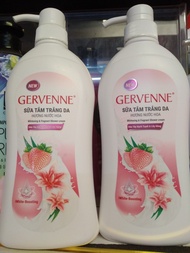 Combo 2 chai Sữa tắm trắng da Gervenne hương nước hoa Dâu tây Bạch Tuyết & Ly ly Hồng 450g (hongtham