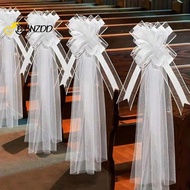 [BBNZDD] Church Wedding Pew Bows With Long Tulle Tails Chair Aisle Decor Wedding Car Decoration For 