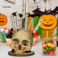 Sp Decorative Cutter Stand Spooky Skull Cutter Holder Kitchen Organizer Stand for Horror Fans Scary Party Gift Desktop Decoration Southeast Asian Buyers
