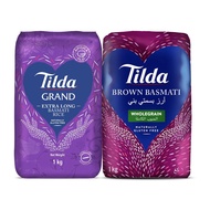 Tilda Couple - Grand Extra Long Grain Basmati Rice 1KG And Brown Basmati Rice 1KG