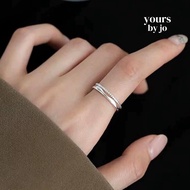 Yours by Jo S925 Sterling Silver Bead Wave Adjustable Ring