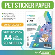 Industrial Grade PET Sticker Paper Yasen A4 - Waterproof Barcode Asset & Equipment Labels 20 Sheets