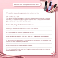 Enchen H100 Sikat Pelurus Rambut Cordless Hair Straightener Comb Portable Negative Ionic Hair Straig