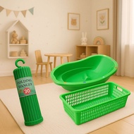 (PAKET HEMAT 3 BARANG) BAK MANDI BAYI + HANGER FOLDING 30 + KERANJANG BAJU BAYI JOLANG MANDI BABY B