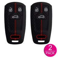 2x Silicone Car Smart Key Fob Cover Case Holder Keychain For Audi A4 allroad B9 A5 Q5 Sportback Q7 S