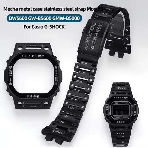 Mecha metal case stainless steel strap Mod kit For Casio G-SHOCK DW5600 GW-B5600 GMW-B5000 series Me
