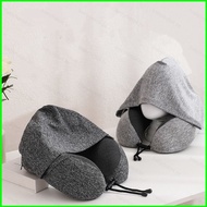 B4 Travel Neck Pillow with Hoodie U-Shaped Memory Cotton Foam Soft Comfortable Airplane Travel Kit 4