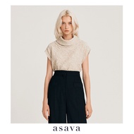 [asava aw24] Asava Pullover Blouse เสื้อผู้หญิง คอตั้ง แขนล้ำ แต่งชายเสื้อโค้ง