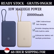 [SG] 🔥 Xiaomi mobile power bank 3C certified 33w Type-C two-way fast charging 20000mah large capacit