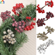 Christmas Artificial Flower Fruit Red Artificial Berry Simulation White Silver Gold Cherry Stamen Berries for Home Xmas Decoration DIY Gift Wreath