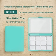SeamiArt ชุดกล่องสีพลาสติกแบบพกพาสีน้ำน้ำมันสีกว็อชอะคริลิกสีฟ้า
