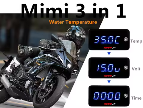 KOSO Water Temperature Meter water Temp Time Volt 3 in 1 Motorcycle Universal LCD Digital Display Sc