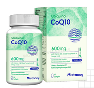 Mistaccy CoQ10 600mg 60 Softgels, High Absorption CoQ10 Ubiquinol Supplement, Reduced Form Enhanced
