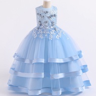 ZZOOI Red Long Bridesmaid Kids Clothes For Girls Flower Gown Princess Party Wedding Dress Children C