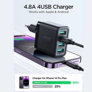 usb plug socket 4usb phone charger power adapter JOYROOM JR-TCN03UK 4.8A 4USB CHARGER ADAPTER (BLACK