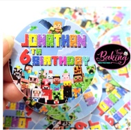 Sticker Birthday Tempelan Ultah Pudding / Box - Mine Craft