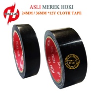 HITAM Hoki CLOTH TAPE 24MM*8Y 36MM*8Y Insulation Black Color SUPER Adhesive Duct TAPE/Thick Material LINEN Volume