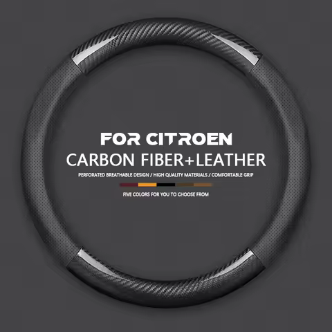 Car Leather Carbon Fiber Steering Wheel Cover For Citroen C1 C2 C3 C3L C4 C4L C5 C6 C4L Berlingo Pic