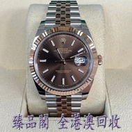 臻品閣 實體門市 高價回收 全港澳免費上門 免費鑒定 Rolex 勞力士 Datejust 41 雙色不鏽鋼與玫瑰金/巧克力色刻度錶盤/凹槽錶圈/Jubilee 錶鍊 126331 手錶 勞力士ROL