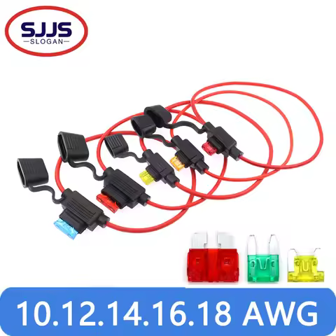 Small Medium Auto Fuse Holder Waterproof 32V Mini 18/1614/12/10AWG And Car Blade Fuse 3A 5A 7.5A 10A