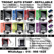 Trodat Self Inking Auto Stamp Refillable Ink - Blue/Black/Red/Violet/Green (Free Cap) [4910 4911 491