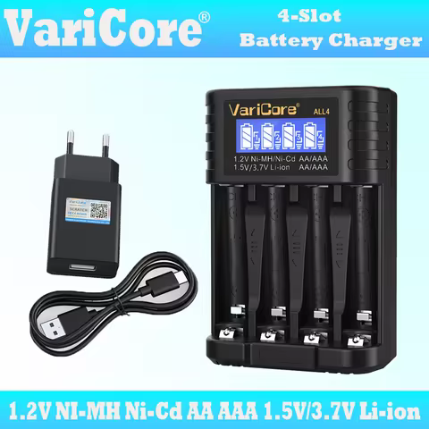 VariCore 4 slots ALL4 LCD Smart Battery Charger for 1.2v Ni-MH Ni-Cd AA AAA 1.5v 3.7v Li-ion battery