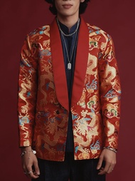 (JUN) CNY 2026 เสื้อสูทตรุษจีน สีแดงลายมังกร รุ่น EQUUS