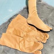 [FOOT SIZE 35-38] BLACK FABRIC SOLES SOCKS 10CM - 14CM LONG, hugs the feet, less elastic, 2 anti-sli