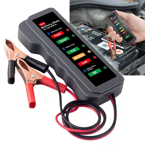 Mini 12V Car Battery Tester Digital Alternator Tester 6 LED Lights Display Car Diagnostic Tool Auto