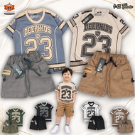 Boys' Baseball Jersey Set Made of Combed Cotton and Premium Short Cargo Pants Ages 1 2 3 4 5 6 7 8 9