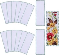 FINGERINSPIRE 15PCS Cotton Cross Stitch Bookmarks 2.76x7.48inch Sea Green Border Blank Embroidery Bo