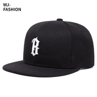 【WJ】Gothic chữ thêu phẳng vành mũ cho nam và nữ Điều chỉnh Hardtop Shade Street Hip Hop Cap