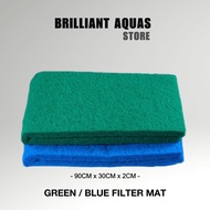 Aquarium Filter Sponge Mat Green/ Blue For Fish Tank, Aquarium 90cm x 30cm x 2 cm