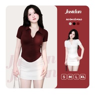 JUSTDUN K42 smooth cotton zip-collar body-hugging t-shirt