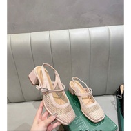 5cm mesh square high heels G8910