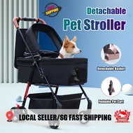 SG Stock Pet Stroller Detachable Dog Cart Foldable Cat Stroller Multi-Function Pet Travel Bag Small and Medium Pet Stroller