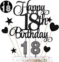 18th Birthday Cake Decorations Set Include 18th Birthday Candles Numeral 18 Cake Candles and Happy 1