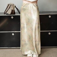 [ READY ] VSHOPBRAND Cloud Flare Maxi Skirt #9502 | Long skirt Wanita satin watercolor-inspired abst