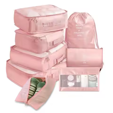 8Pcs Travel Organizer Storage Bags Wardrobe Cube Suitcase Packing Cubes Set Storages Luggage Clothes
