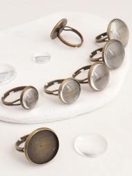 20pcs Minimalist Bronze Tone Metal Ring Base Settings Fit 1.2/1.4/1.6/1.8/2.0cm Adjustable Ring Size
