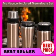 [ Local Ready Stocks ] iGOZO TRIO VACUUM INSULATED THERMALWARE FLUSK TERMOS PANAS AIR DRINK TRAVEL SET