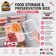 4PCS Value Pack 4 Compartment Food Container Meal Prep Lunch Box Storage Microwave Safe Freezer Safe