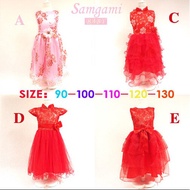 MERAH Imported red children's Dress C 4 years old