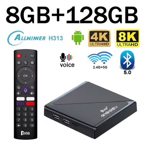 TV Box Android HD 4K 8K Dual WiFi 4G 5G TV98 ATV Pro Allwinner H313 Quad Core BT5.0 Video Smart Medi