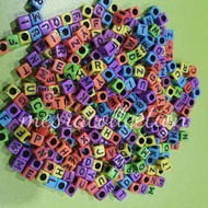 Alphabet beads square kiub cube petak abjad untuk craft project decoration ideas seni visual kreatif
