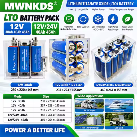 LTO Lithium Titanate Battery 12V 30Ah 40Ah 45Ah 12V/24V 40Ah 45Ah Fast Charge Deep Cycle Pack for UP