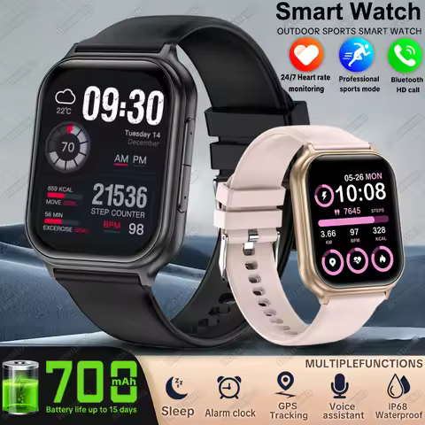 2026 New Y1 Smart Watch Men Women Sports Fitness Tracker Heart Rate IP68 Waterproof Bluetooth Call S